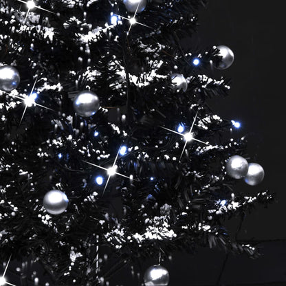 Albero di Natale con Nevicata e Base ad Ombrello Nero 75 cm PVC