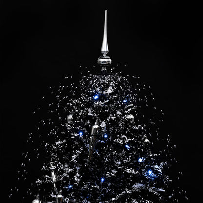 Albero di Natale con Nevicata e Base ad Ombrello Nero 140cm PVC