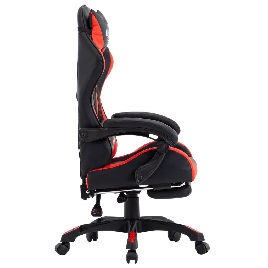 Sedia da Gaming con Poggiapiedi Rossa e Nera in Similpelle | homemem39