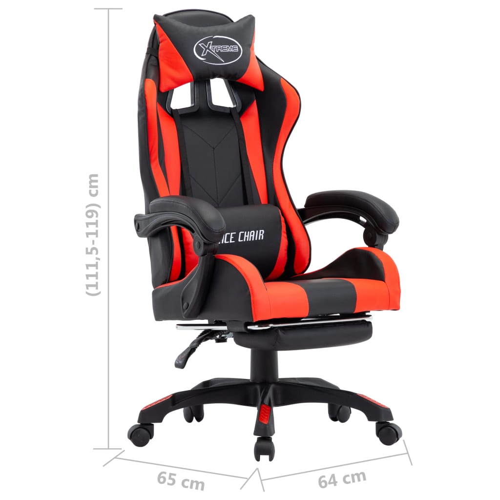Sedia da Gaming con Poggiapiedi Rossa e Nera in Similpelle | homemem39