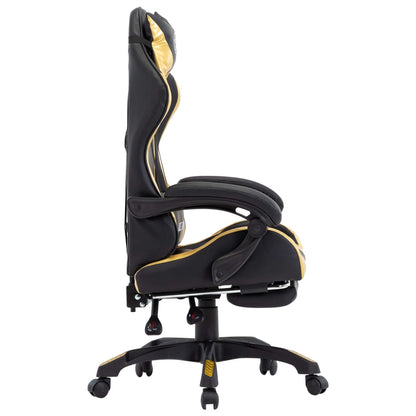 Sedia da Gaming con Poggiapiedi Oro e Nera in Similpelle | homemem39