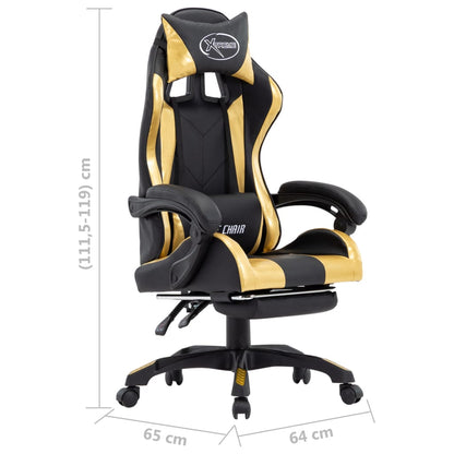 Sedia da Gaming con Poggiapiedi Oro e Nera in Similpelle | homemem39