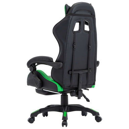 Sedia da Gaming con Poggiapiedi Verde e Nera in Similpelle - homemem39