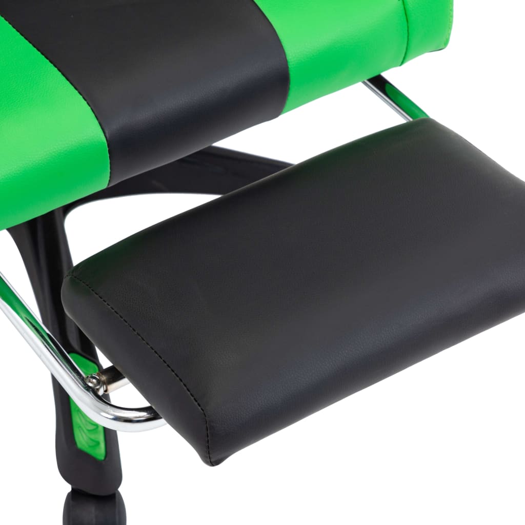 Sedia da Gaming con Poggiapiedi Verde e Nera in Similpelle - homemem39