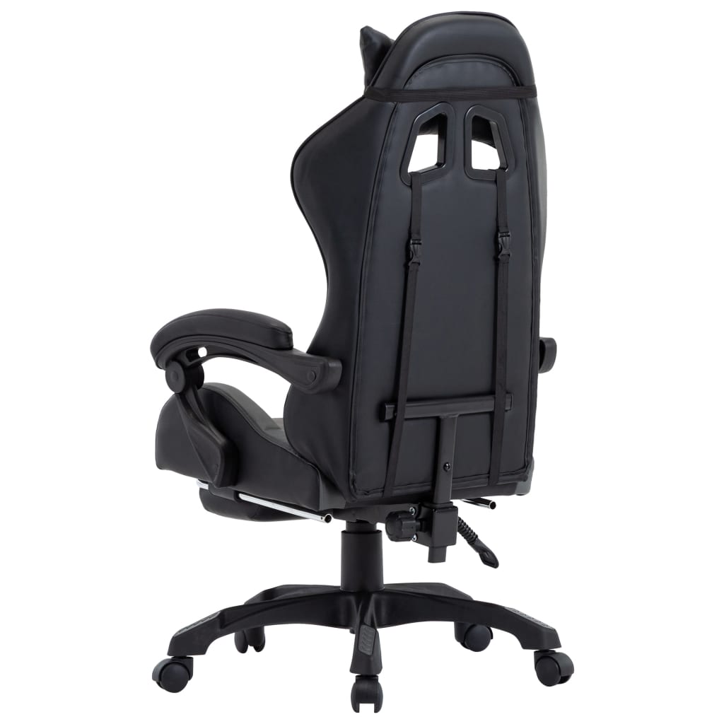 Sedia da Gaming con Poggiapiedi Grigia e Nera in Similpelle | homemem39