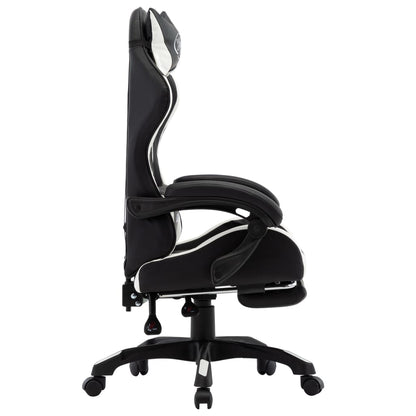 Sedia da Gaming con Poggiapiedi Bianca e Nera in Similpelle - homemem39