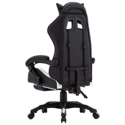 Sedia da Gaming con Poggiapiedi Bianca e Nera in Similpelle - homemem39