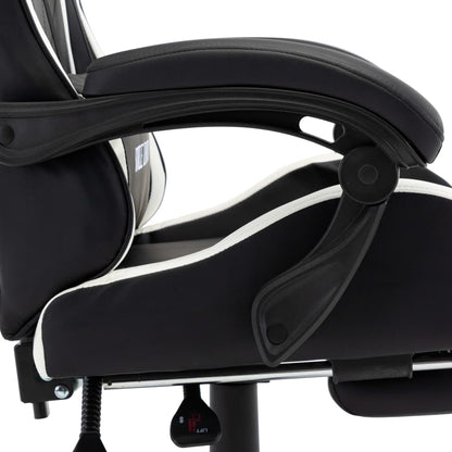 Sedia da Gaming con Poggiapiedi Bianca e Nera in Similpelle - homemem39