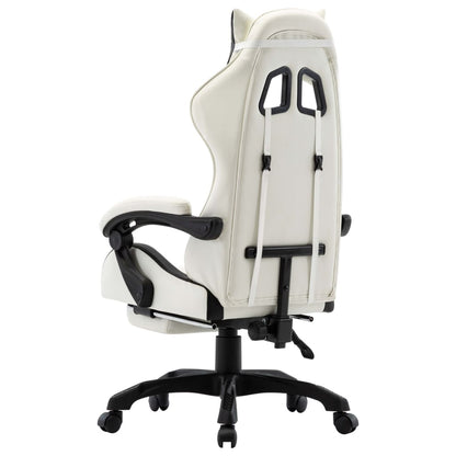 Sedia da Gaming con Poggiapiedi Nera e Bianca in Similpelle - homemem39