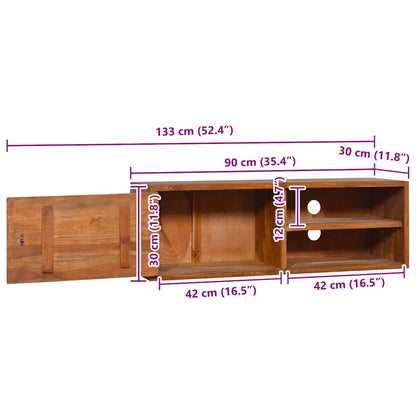 Mobile TV a Parete 90x30x30 cm in Legno Massello di Teak - homemem39