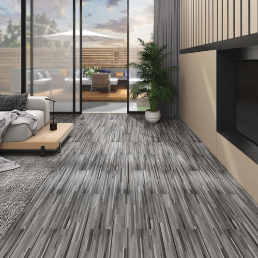 Listoni Pavimento in PVC 4,46m² 3mm Autodesivi Grigio a Strisce - homemem39