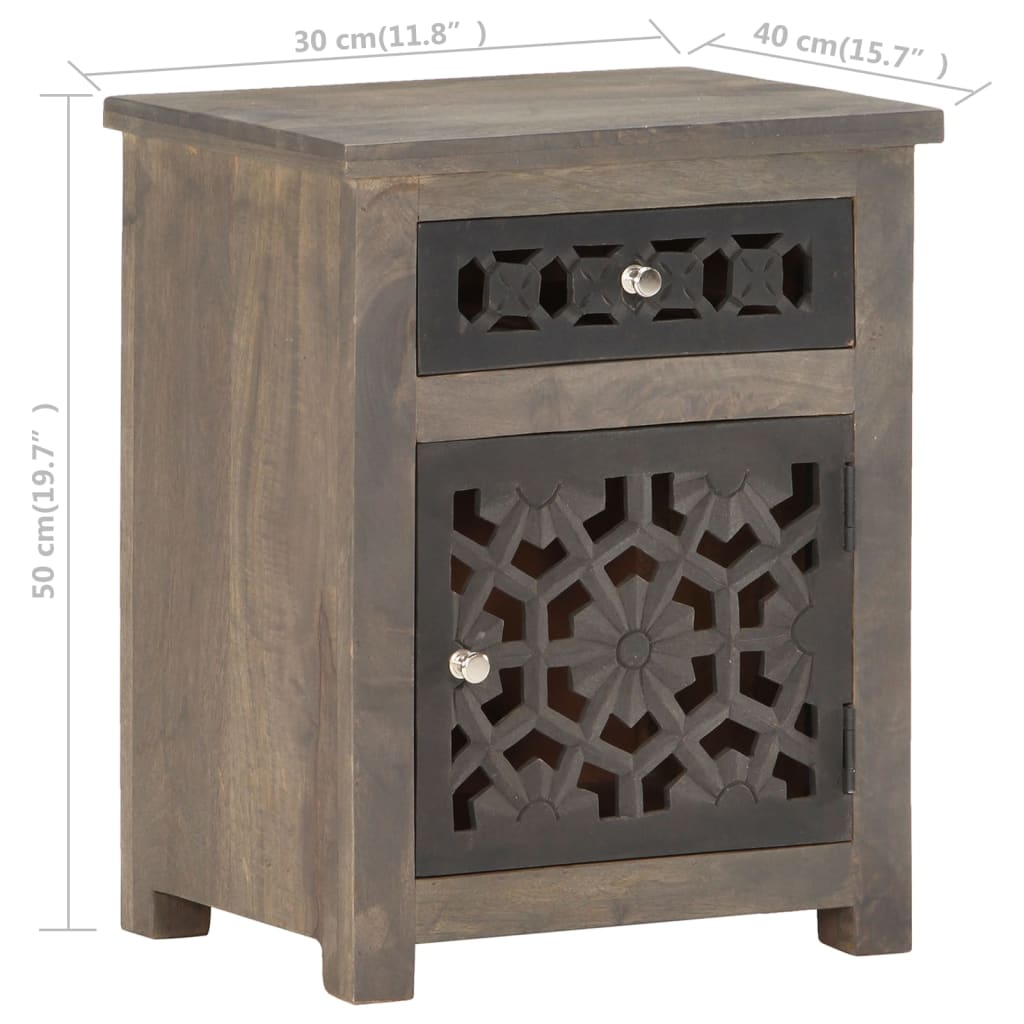 Comodino 40x30x50 cm in Legno Massello di Mango | homemem39