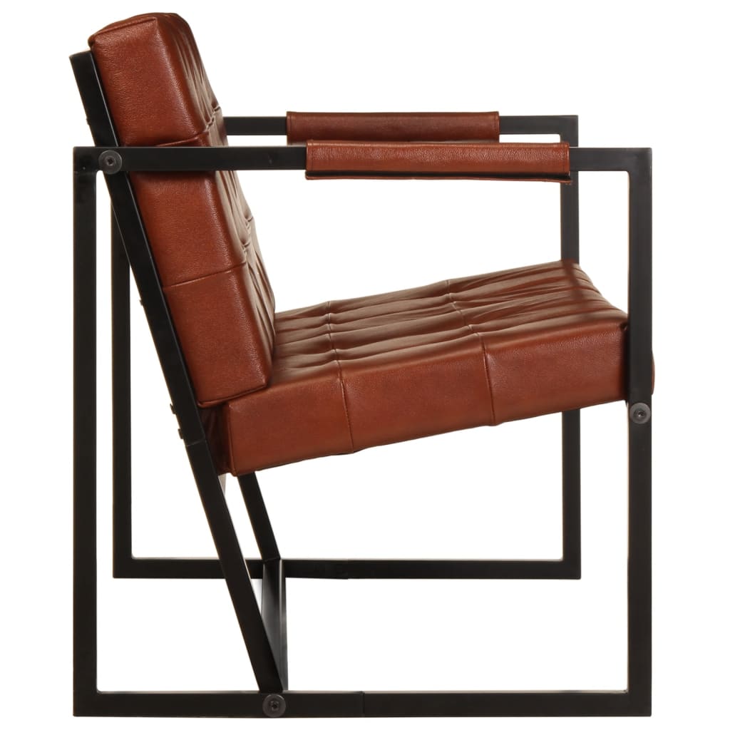 Divano a 2 Posti Marrone in Vera Pelle di Capra - homemem39