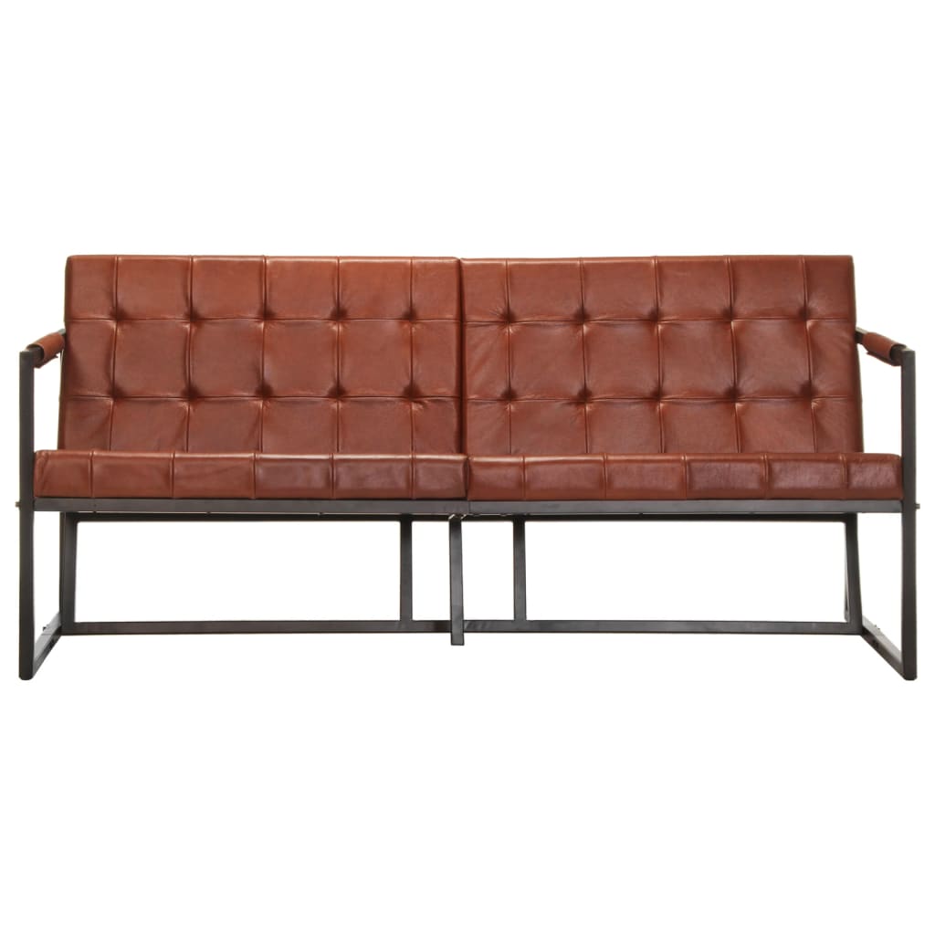 Divano a 3 Posti Marrone in Vera Pelle di Capra - homemem39