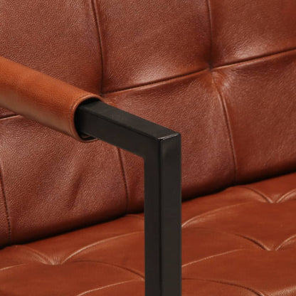 Divano a 3 Posti Marrone in Vera Pelle di Capra - homemem39