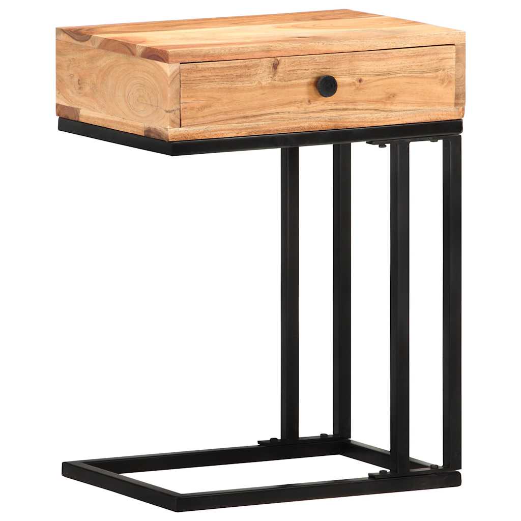 Tavolino Laterale a Forma di U 45x30x61 cm in Massello Acacia