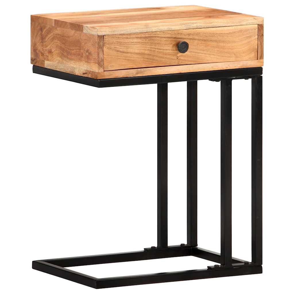 Tavolino Laterale a Forma di U 45x30x61 cm in Massello Acacia