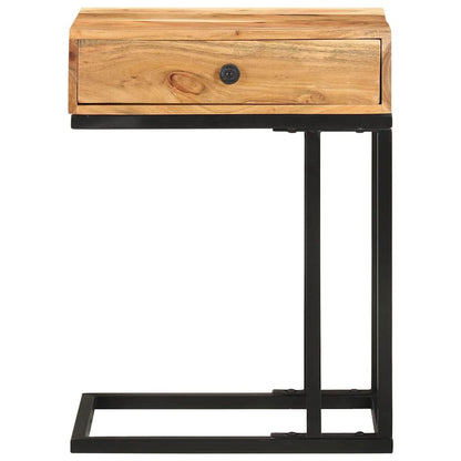 Tavolino Laterale a Forma di U 45x30x61 cm in Massello Acacia