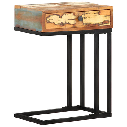 Tavolino Laterale a Forma di U 45x30x61 cm in Legno di Recupero
