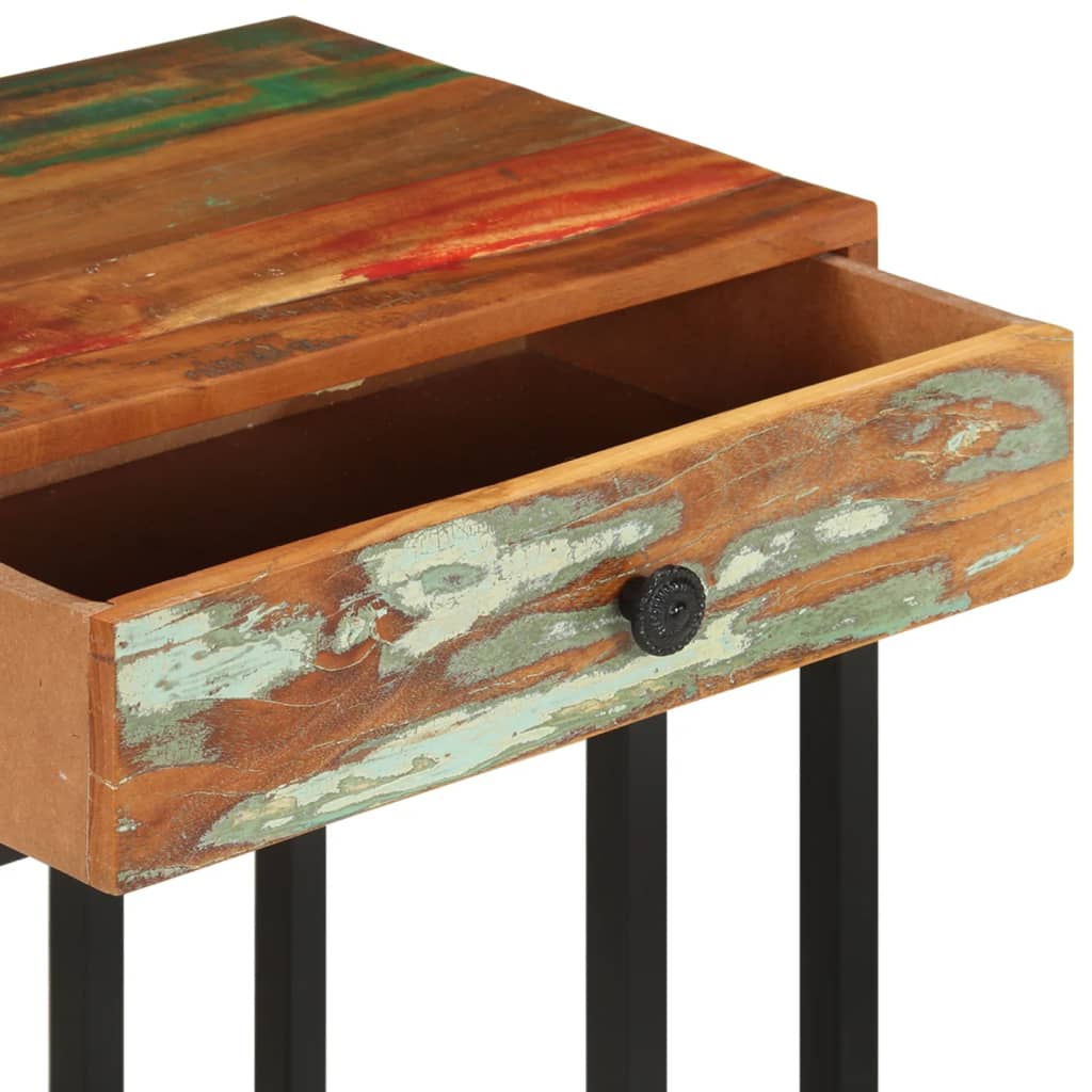 Tavolino Laterale a Forma di U 45x30x61 cm in Legno di Recupero | homemem39