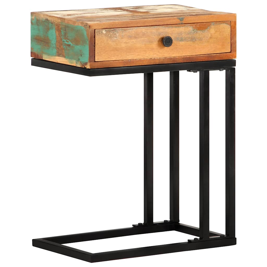 Tavolino Laterale a Forma di U 45x30x61 cm in Legno di Recupero