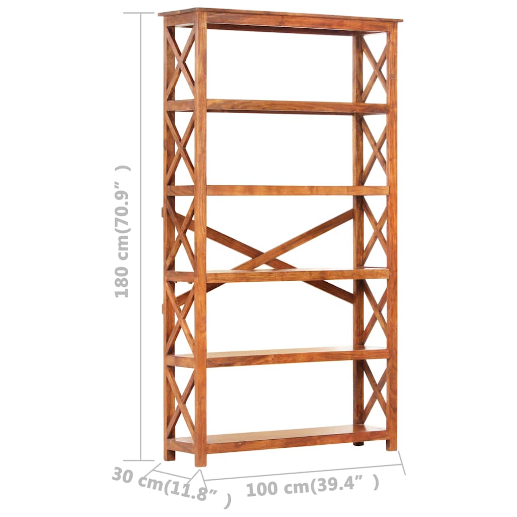Libreria Legno Massello Acacia Finitura Ambra