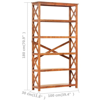 Libreria Legno Massello Acacia Finitura Ambra