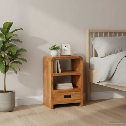 Comodino 40x30x60 cm in Legno Massello Acacia Finitura Ambra