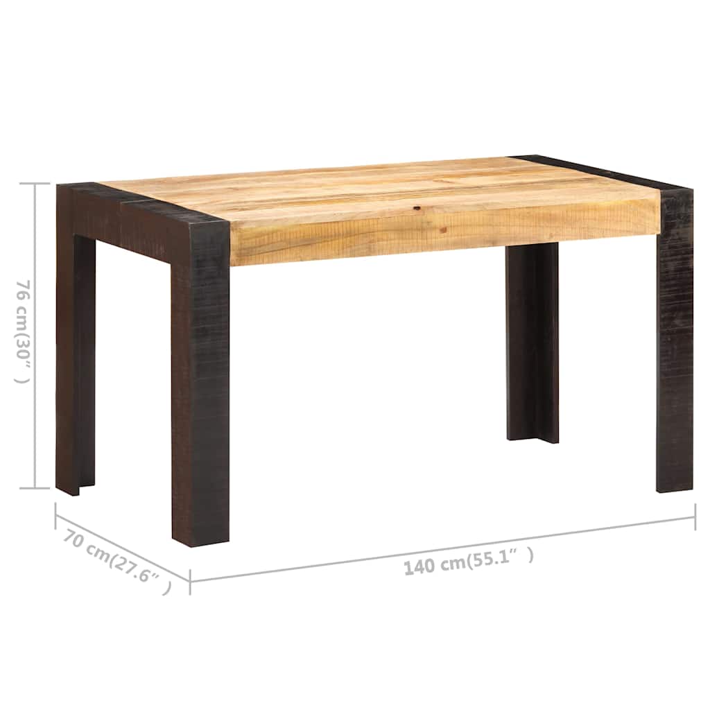 Tavolo da Pranzo 140x70x76 cm in Legno Massello di Mango Grezzo