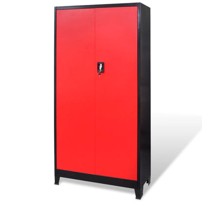 Armadio Portautensili con Cassetti 90x40x180 cm Rosso e Nero | homemem39