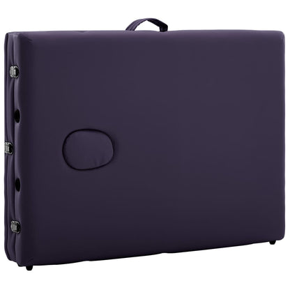 Lettino da Massaggio Pieghevole a 3 Sezioni in Legno Viola