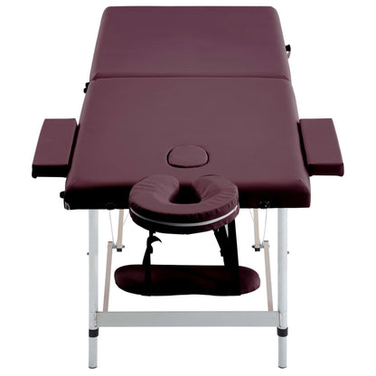 Lettino da Massaggio a 2 Sezioni in Alluminio Viola Vino