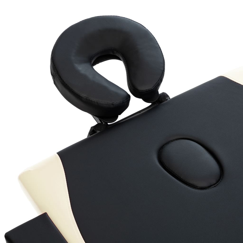 Lettino Massaggio Pieghevole a 2 Sezioni Legno Nero e Beige - homemem39