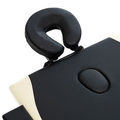 Lettino Massaggio Pieghevole a 2 Sezioni Legno Nero e Beige - homemem39