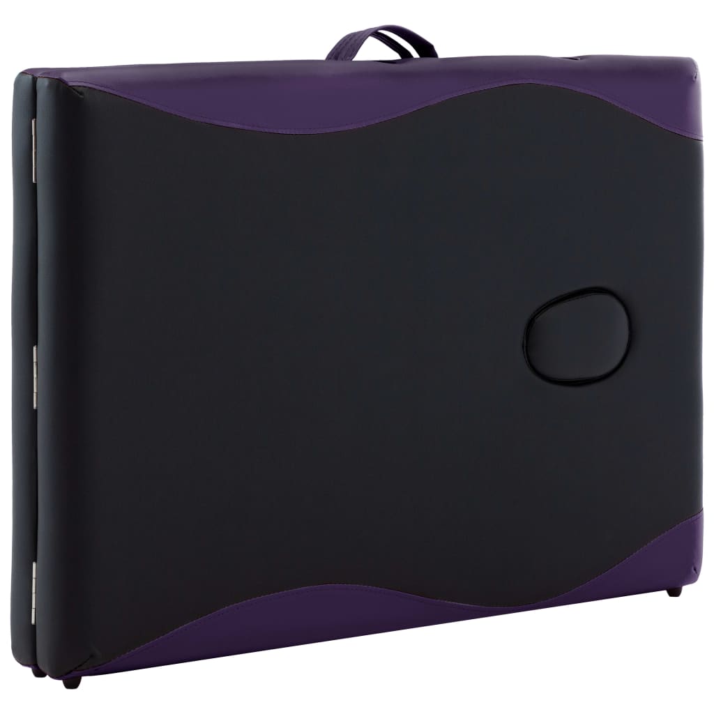 Lettino da Massaggio Pieghevole a 2 Sezioni in Legno Nero - homemem39