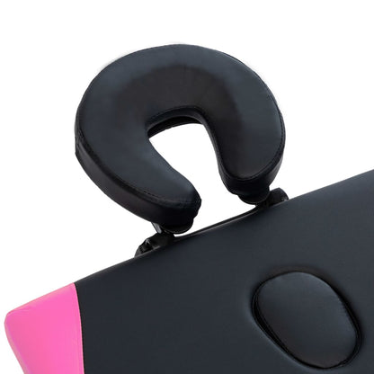 Lettino Massaggio Pieghevole 2 Zone in Alluminio Nero e Rosa | homemem39