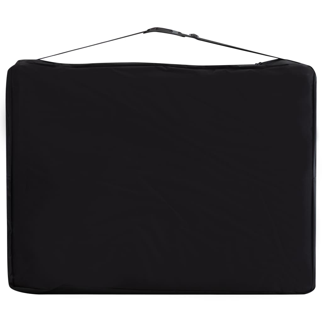 Lettino Massaggio Pieghevole 3 Zone in Alluminio Nero e Beige | homemem39