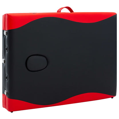 Lettino Massaggio Pieghevole 3 Zone in Alluminio Nero e Rosso | homemem39