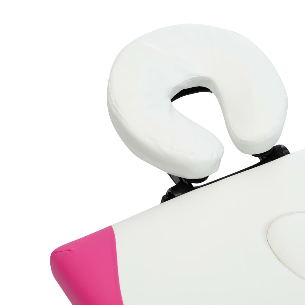 Lettino Massaggio Pieghevole 4 Zone in Alluminio Bianco e Rosa | homemem39