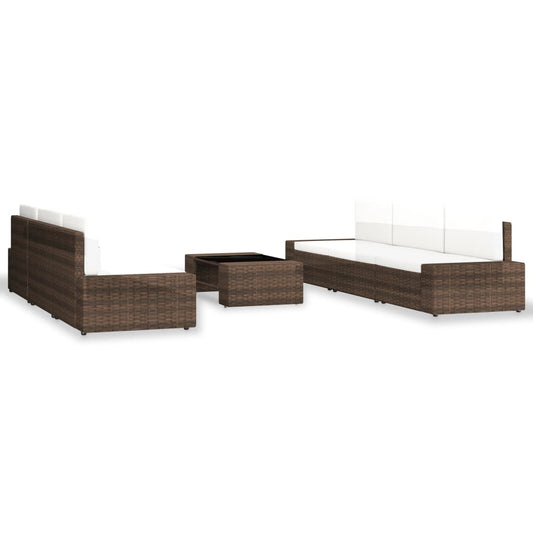 Set Divani da Giardino 7 pz in Polyrattan Marrone