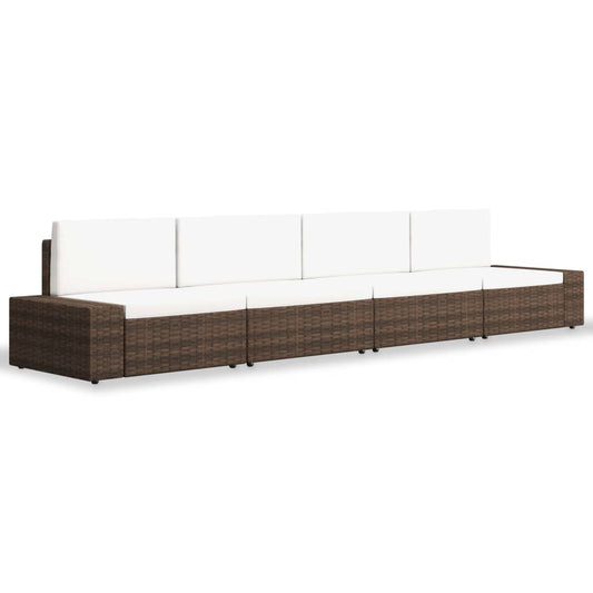 Set Divani da Giardino 4 pz in Polyrattan Marrone