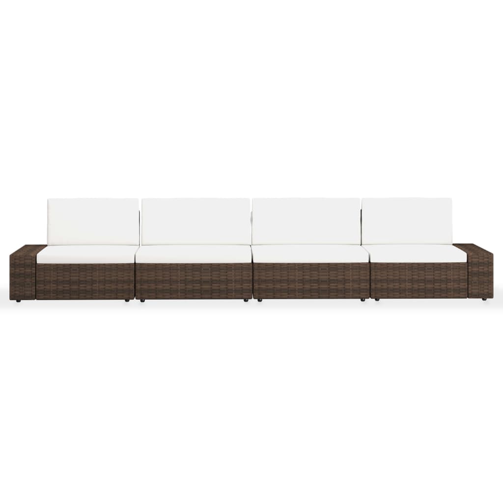Set Divani da Giardino 4 pz in Polyrattan Marrone