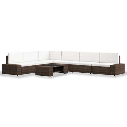 Set Divani da Giardino 7 pz in Polyrattan Marrone