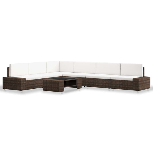 Set Divani da Giardino 7 pz in Polyrattan Marrone
