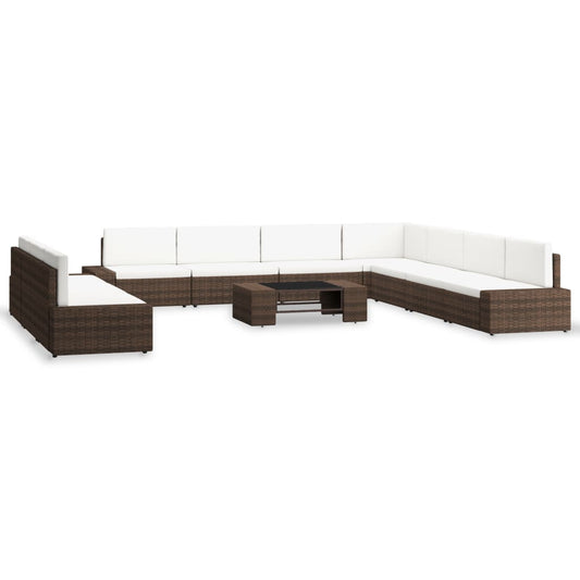Set Divani da Giardino 10 pz in Polyrattan Marrone