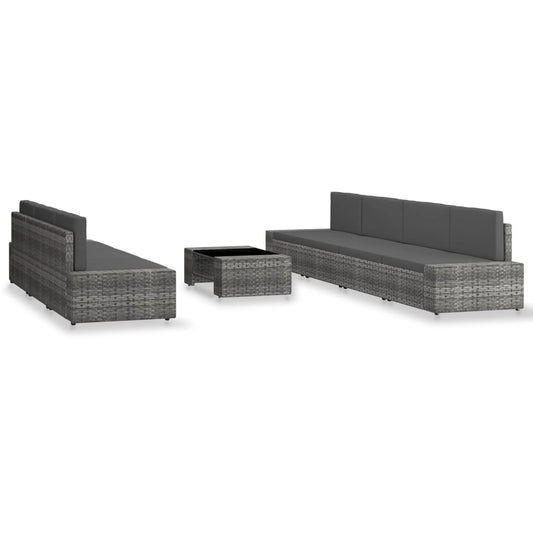 Set Divani da Giardino 8 pz in Polyrattan Grigio