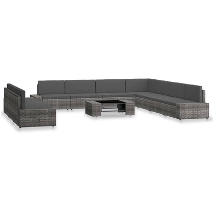 Set Divani da Giardino 10 pz in Polyrattan Grigio