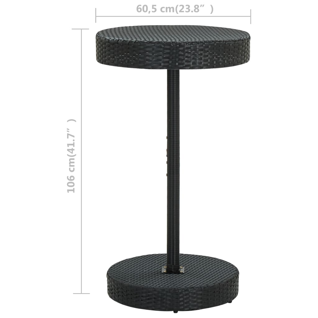 Tavolo da Giardino Nero 60,5x106 cm in Polyrattan - homemem39