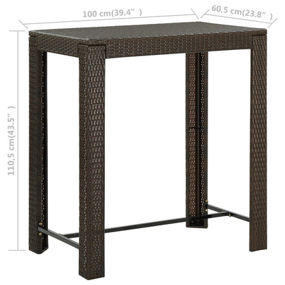 Brown Garden Bar Table 100x60.5x110.5 cm Polyrattan