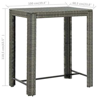 Tavolo da Bar da Giardino Grigio 100x60,5x110,5 cm Polyrattan | homemem39